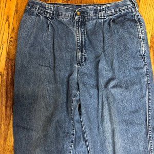 Savane Mens Sz 34 x 30 Straight Leg Jeans Mid Rise Pleated Front Blue